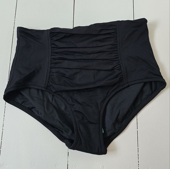 NWT Seafolly High Waisted Pant Swim Brief Black Bottoms 10 - Picture 4 of 9